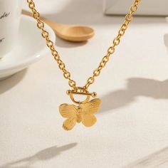 LOVCIA 18K Gold Plated Butterfly Pendant Necklace for Women - Elegant and Stylish Jewelry Gift for Her, Perfect for Everyday Wear and Special Occasions Elevate your style with the LOVCIA 18K Gold Plated Butterfly Pendant Necklace for Women. This exquisite piece features a beautifully crafted butterfly pendant, symbolizing transformation and grace. This durable necklace is designed with a sturdy cable chain, making it perfect for daily wear or special occasions. Its luxurious gold finish ensures Black Friday Jewelry, Jewelry Organizer Storage, Chain Making, Cable Chain Necklace, Butterfly Pendant Necklace, Wear Necklaces, Mens Beaded Bracelets, Unique Pendant, Earring Sale