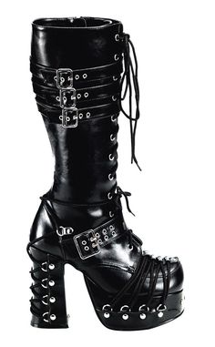 CHARADE-206 Black Boots-Demonia-Tragic Beautiful Goth Platforms, Goth Boots, Gothic Boots, Demonia Shoes, Festival Shoes, Punk Boots, Knee High Heels, High Heel Boots Knee, Knee Boot