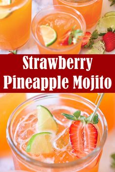 Pineapple Mojito, Recipes Strawberry, Mojito Cocktail, Fresh Drinks, Detox Water Recipes, Long Drink, Gin Tonic