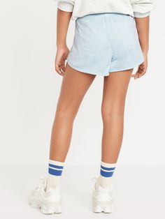 elasticized waistband adjustable drawstring dolphin hem online exclusive sits at waist relaxed through hip and thighmachine wash according to the care instruction label Shorts For Girls, Girls High, Short Girls, Toddler Boys, For Girls, Old Navy, High Waisted, Mesh, Navy