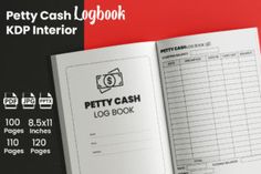 the petty cash log book is open