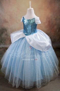 Another gorgeous costume for your little princess... This Cinderella gown, specially designed for toddlers and girls, is a nice outfit for birthday party, pageant or any other special occasion. It is our own design and make, handmade with love using highest quality sequin fabric, satin, crystal tulle, greek tulle and glittered crystal tulle with a petticoat attached to the body. It has satin lining all over the bodice to prevent irritation on the sensitive skins and has a zipper on the back. CAU Cinderella Birthday Dress, Outfit For Birthday, Disneyland Dress, Toddler Tutu Dress, Cinderella Gown, Princess Tutu Dresses, Girls Fasion, Cinderella Costume, Toddler Tutu