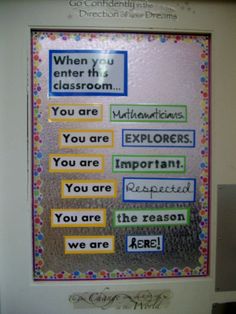 a bulletin board with words written on it