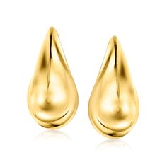 Ross-Simons - 18kt Gold Over Sterling Teardrop Earrings. Take heed of big trends with this well-priced pair! Boasting a luxe, liquid-like sheen, our 18kt yellow gold over sterling silver teardrop earrings are here, there and everywhere. Hanging length is 7/8". Post/clutch, 18kt gold over sterling teardrop earrings. Here There And Everywhere, Teardrop Earrings, Fine Jewelry, Yellow Gold, Sterling Silver, Yellow, Silver, Gold