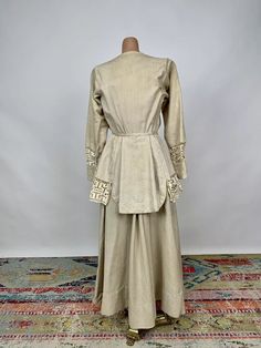 Antique Vintage Edwardian Linen Tan Walking Church Dress 1909 Lattice Lace AS IS | eBay Edwardian Dress Casual, Church Dress, Edwardian Dress, Church Dresses, Lace Panelled, Early 1900s, Historical Fashion, White Linen, Antique Vintage