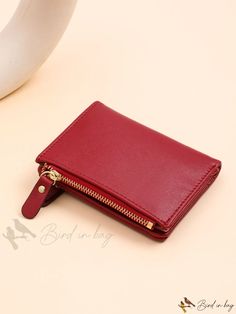 Bird in Bag - Leatherette Bifold Wallet with Multiple Card Slots, Red Accent A5 Planner, Bifold Wallet, Red Accents, Bird In Bag, Card Slots, Free Gifts, Slots, Pu Leather, Buckle