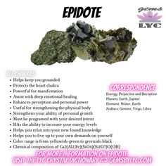 Glaucophane Crystal Meaning, Chrome Diopside Crystal Meaning, Prehnite With Epidote Meaning, Epidote Crystal Meaning, Crystal Dictionary, Crystal Divination, Crystal Cards, Crystals Magic, Epidote Crystal