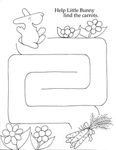 a coloring page with the words help little bunny find the carrots and draw it