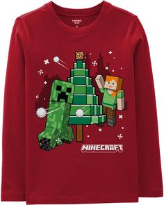 Kid Minecraft Christmas Tee - Carter's | Carter's Easy Christmas Games, Minecraft Christmas, Dolls Clothes Diy, Carter Kids, Holiday Ready, Clothes Diy, Christmas Games, Boys Top, Christmas Tees