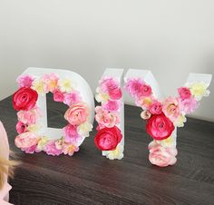 My Diy, Wooden Alphabet Letters, Letter Diy, Fancy Flowers, Mixed Media Tutorials, Wooden Alphabet, Foam Roses