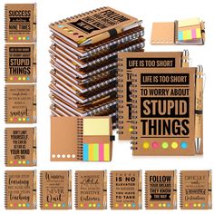 PRICES MAY VARY. Rich in Quantity: this inspirational spiral notebook and bamboo pen set includes 10 spiral notebooks and 10 bamboo inspirational pens, each featuring 10 styles, making the set the ideal choice for classrooms, training sessions, or as substantial gifts for various occasions Inspiring Gifts: featuring assorted motivational phrases, this 2024 Graduation Gifts set serves as an ideal inspirational gift; The spiral notebooks and motivational pens are ideal for friends, student, teache Boost Teacher Morale Gifts, Staff Morale Booster Teachers November, Cheap Cute Craft Supplies For Teacher Appreciation, Teacher Appreciation Sticky Notes, Teacher Gifts Notebook, Student Birthday Gifts, Back To School Teacher Gifts, Inspiring Gifts, Back School