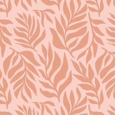 an orange and pink background with leaves