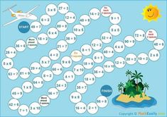 a puzzle game with an island and plane on the blue background, which is filled with numbers