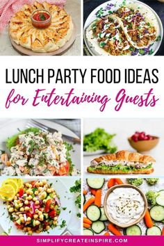 a collage of different party food ideas for entertaining guests