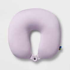 an inflatable neck pillow is shown on a white background