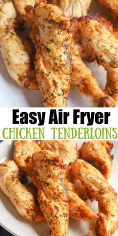 easy air fryer chicken tenderies on a white plate