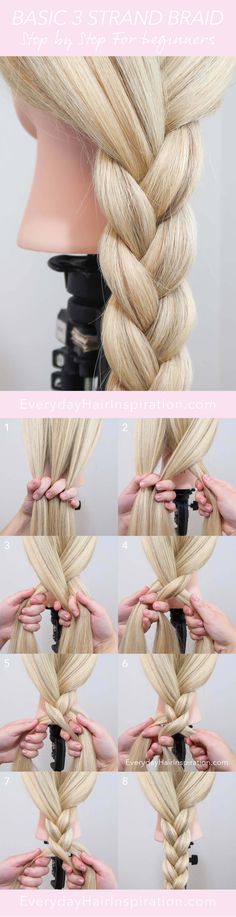 3 Strand Braid - How To Braid Hair For Complete Beginners Everyday Hair inspiration Braid Hairstyles Step By Step, How To Make Braids, Hairstyles Step By Step, Hair Step By Step, Summer Braids, Front Braids