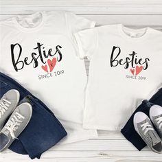 Personalized Bestie Shirts | Mommy and Me Shirts Best Friends T Shirts, Best Friend T Shirt Ideas, Mommy To Be Shirts, Friend T Shirts, Best Friend Matching Shirts, Mom And Me Shirts, Mother Daughter Shirts, Best Friend T Shirts, Mommy Daughter Outfits