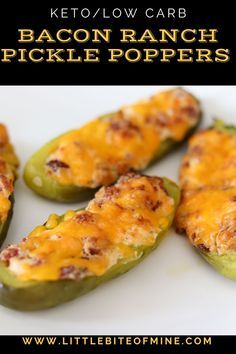 keto / low carb bacon ranch pickle poppers on a white plate