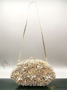 Bird in Bag - Crystal Flower Clutch Evening Bag for Wedding Bridesmaids with Rhinestone Accents Glamorous Handheld Clutch For Wedding, Elegant Flower-shaped Evening Bag, Elegant Crystal Bag For Prom, Elegant Crystal Bags For Prom, Glamorous Wedding Evening Bag With Rhinestones, Glamorous Crystal Evening Bag For Wedding, Elegant Flower Shaped Clutch For Formal Occasions, Gold Crystal Bags For Prom, Glamorous Crystal-embellished Evening Bag For Wedding