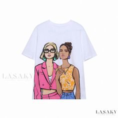 Lasaky - Fashionable Loose-Fit Short-Sleeve Top with Printed Detail Bambi Disney, Streetwear Shirts, Shirts Women Fashion, Loose Fitting Tops, Girls Prints, Casual T Shirt, Casual Look, Women's Summer Fashion, Look Chic