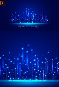 an abstract technology background with blue lights and lines on the dark background, eps file available