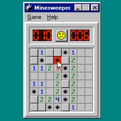 an old computer game with the words mine sweeper and smiley face on it's screen