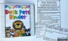 the desk pets binder is open and ready to be used for children's learning