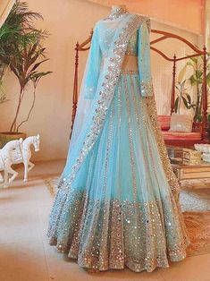 Sky Blue Lehenga, Heavy Lehenga, Choli Dress, Indian Lehenga Choli, Party Wear Lehenga Choli, Blue Lehenga, Net Lehenga, Lehenga Choli Online, Blue Foil