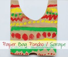 paper bag poncho / scarfe craft for kids to make with colored crayons