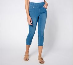 Belle by Kim Gravel Pet Primabelle Straight Leg Cropped Jean - QVC.com Spring Straight Leg Capris With Elastic Waistband, Spring Dark Wash Cropped Jeans, Light Wash Jeans With Elastic Waistband For Spring, Spring Cropped Leg Denim Blue Jeans, Spring Cropped Jeans In Denim Blue, Spring Denim Blue Cropped Jeans, Dark Wash Stretch Cropped Jeans For Summer, Denim Blue Cropped Jeans For Spring, Stretch Dark Wash Cropped Jeans For Summer