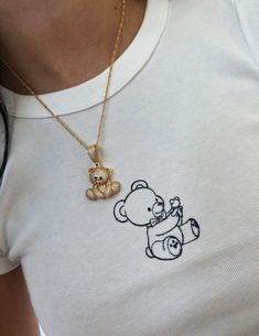 Teddy Bear Necklace Gold, Teddy Necklace, Ariana Core, Jewellery Lookbook, Gold Teddy Bear, Teddy Bear Necklace, Evry Jewels, Bear Jewelry, Bridal Necklace Designs