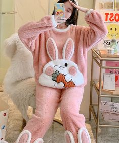 Fashion Rabbit Winter Pajamas PN5281 ●Size: M: for people 150-160cm,45-50kg L: for people 160-165cm,50-60kg XL: for people 165-170cm,60-70kg XXL: for people 170-175cm,70-80kg ●Material:polyester fibre (Please allow 1-3cm differs due to manual measurement.As different computers display colors differently,the color of the actual may vary slightly from the above images.Thanks for your understanding.) ●About Shipping: We attach great importance to the orders of each customer and parcel delivery. 1.Processing time: 2-3 business days. 2.Shipping time: 10-15 business days to US, please allow 3-4 weeks shipping to other country.(Shipping times can be affected by variable customs clearance times or public holidays.) Winter Sleepwear With Long Pants, Pink Crew Neck Sets For Winter, Pink Crew Neck Winter Sets, Cozy Crew Neck Sleepwear For Pajama Party, Winter Sleepover Sleepwear With Crew Neck, Kawaii Long Sleeve Sleep Sets, Winter Crew Neck Sleepwear For Pajama Party, Winter Sleepwear For Pajama Party With Crew Neck, Kawaii Winter Pajama Party Sleepwear