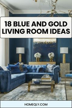 Channel vintage glamour with these 18 blue and gold living room ideas inspired by Art Deco style! Incorporate geometric patterns, luxurious fabrics, and bold color contrasts for a space that exudes elegance and sophistication. Navy White And Gold Living Room, Art Deco Living Rooms, Gold Living Room Ideas, Blue And Gold Living Room, Art Deco Living, Navy Blue Art, Gold Living