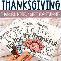 three thanksgiving cards with the words thank notes for students to write and color on them