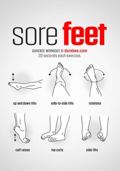 some feet are shown with instructions for how to do them