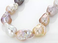 Genusis™ 14-17mm multi-color cultured freshwater pearl, rhodium over sterling silver 22" necklace. Measures approximately 9/16 of an inch in width, with a spring ring clasp closure. Colors, shapes and sizes may vary. Coin Pearls, Broken Chain, Pearl Types, Pearl Strands, Pearl Set, Freshwater Cultured Pearls, Baroque Pearls, Cultured Pearls, Quality Jewelry