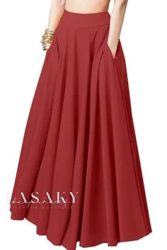 Lasaky - Elegant Pleated Waist Pure Color Maxi Skirt Long Skirt Casual, Flowy Maxi Skirts, Pleated Long Skirt, Pleated Maxi Skirt, Long Skirts For Women, Long Skirts, Maxi Skirts, Skirts With Pockets, Types Of Skirts