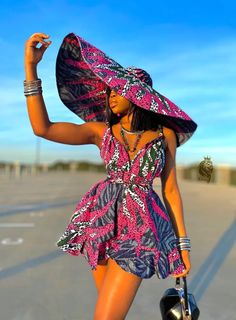 “AYO PINK ICE” INFINITY ROMPER /SHORTS - Chimzi Fashion | Buy Now on Sellox Ankara Beach Wear, Beach Wear For Ladies, Oversized Hat, Romper Shorts, African Fashion Traditional, African Inspired Fashion, Ankara Style, Classy Dress Outfits, African Fashion Women