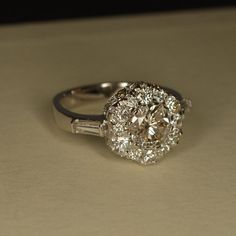 Handmade Art Deco Diamond Flower Engagement Ring Flower Engagement, Flower Engagement Ring, Ring Antique, Antique Engagement, Bling Rings, Diamond Flower, Art Deco Diamond, I Love Jewelry, Pretty Rings