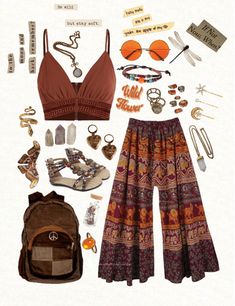 Cute Hippy Outfit, Hippy Outfit Ideas, Hippie Inspo Outfit, Boho Outfits Pants, Where To Buy Hippie Clothes, Boho Hippy Outfits, Hippy Pants Outfit, Hippie Looks Outfits, Boho Fits Aesthetic