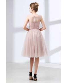 Shop Cute Pink Knee Length Homecoming Dress Tulle With Lace Neck  online. Custom-made any plus size or color. Pro since 2009. Knee-length Tulle Bridesmaid Dress, Knee-length Tulle Wedding Dress, Sleeveless Tulle Midi Dress For Bridesmaid, Sleeveless Tulle Skirt Midi Dress For Bridesmaid, Knee-length Tulle Dresses With Fitted Bodice, Cute Knee Length Dresses, Pink Knee Length Dress, Lace Neck, Dress Tulle