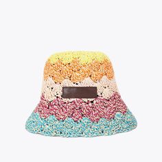 This Straw Bucket Hat features a rainbow  weave with a brown embossed tab on the front.Sizing: One SizeMaterial: 100% PaperStyle number: 2096269999 Straw Bucket Hat, Paper Style, Shop Shoes, Kurt Geiger, Accessories For Men, Crochet Crafts, A Rainbow, Kids Accessories, Designer Shoes