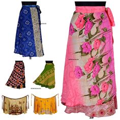 Reversible vintage silk long wrap skirts All these skirts have the unique combination of designs and final touch of thread work on its corners which makes the product look artistically awesome. Tones of fabric that packs down to nothing, so perfect for traveling! These magic wrap style skirts are made with two different colors, design sari and has 2 layers. Each layer color and design different from another. These are made in such a fine way that one is able to wear it on both sides, which make Multicolor Cotton Long Wrap Skirt, Red Bohemian Fitted Wrap Skirt, Bohemian Red Non-stretch Skirt, Magic Wrap, Indian Boho Skirt Mandala Print, Silk Wrap Skirt, Long Wrap Skirt, Non-stretch Multicolor Bohemian Maxi Skirt, Sari Design