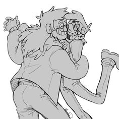 a drawing of two people hugging each other