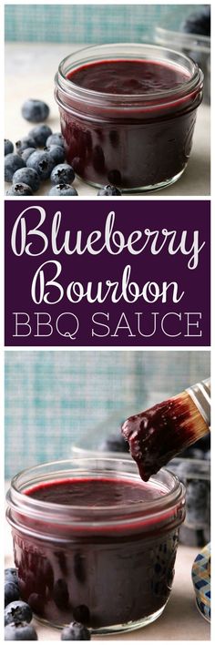 blueberry bourbon bbq sauce in a glass jar