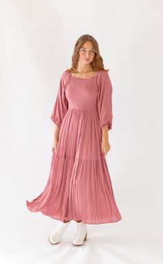 Buttercup Maxi Dress Colour Analysis, Dusty Rose Pink, Smocked Dress, Color Analysis, Tiered Skirt, Rose Pink, Dusty Rose, Square Neckline, Skirt Top