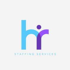 the logo for staffing services is shown in blue, purple and green colors on a white background