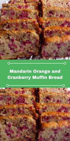 several slices of orange and cranberry muffin bread stacked on top of each other