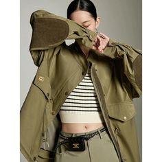 Stand Collar Loose Trench Coat Jacket – BEYOND Army Green Jacket, Sleeveless Jacket, Trench Coats Women, Style Streetwear, Outerwear Coats, Stand Collar, Army Green, Vest Jacket, Women Clothing